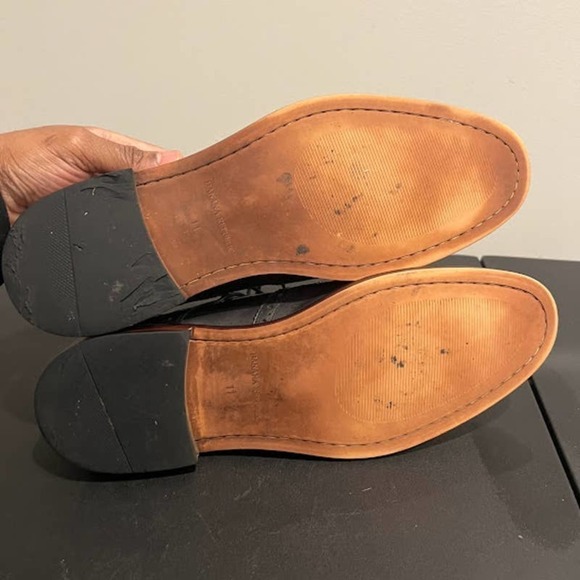 Banana Republic Mens Black Italian Leather Dress Shoes Wingtip Oxfords Size 11M - Picture 6 of 11